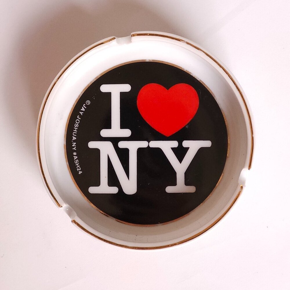 FUN I Love New York Ashtray Jay Joshua Souvenir Round Ashtray